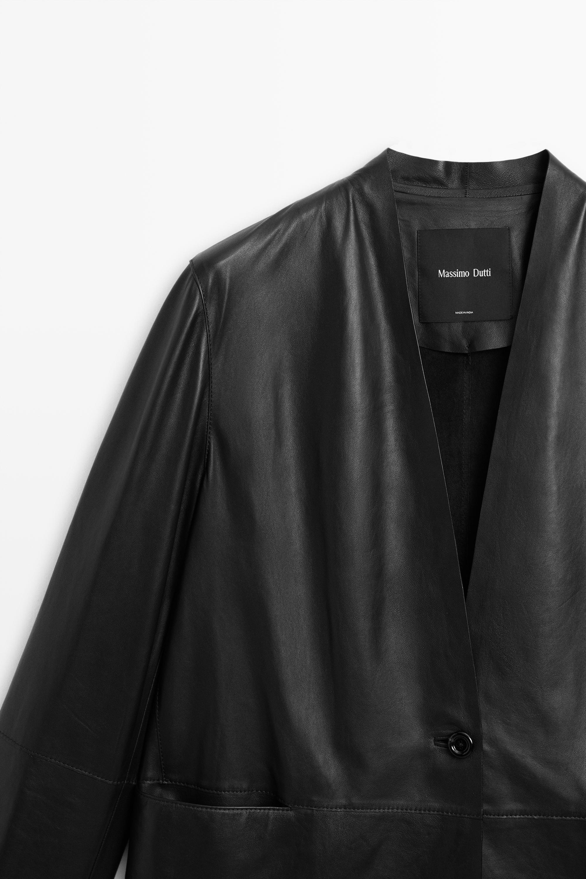 Single-button 100% nappa leather blazer